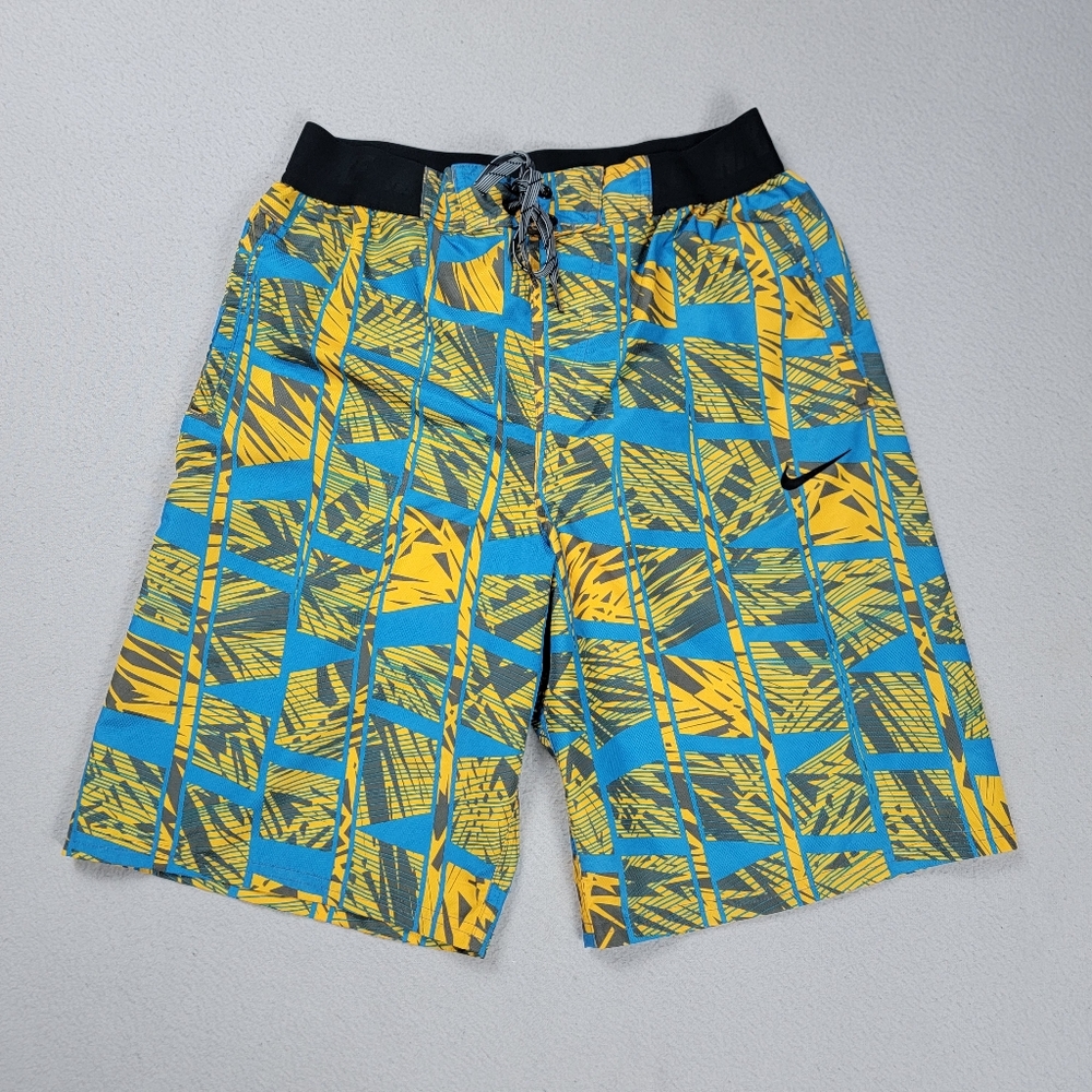 Nike Board Shorts Swim Trunk Men's Medium Sz Multicolor Geometric Lined Pockets